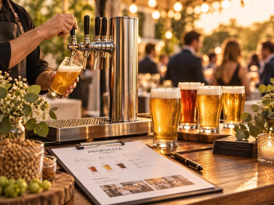 Propuesta de evento cervecero al atardecer